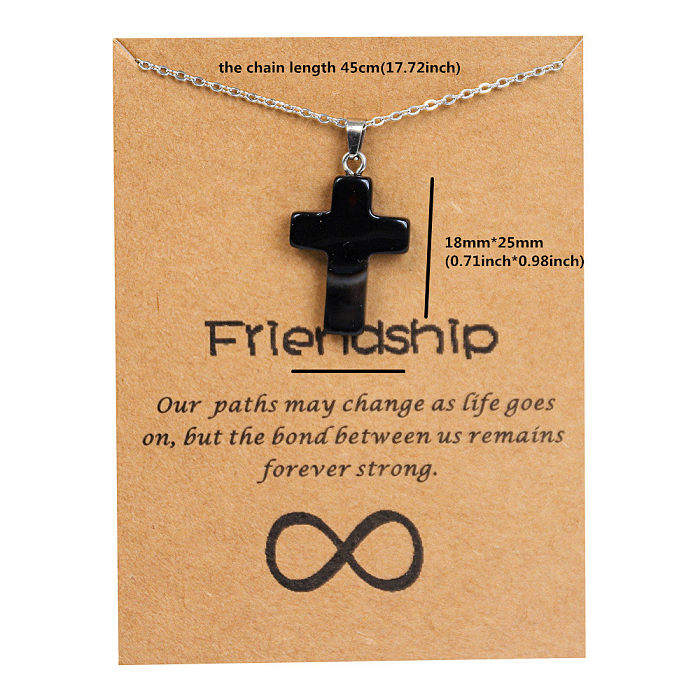 Simple Style Cross Stainless Steel  Natural Stone Stainless Steel Plating Pendant Necklace