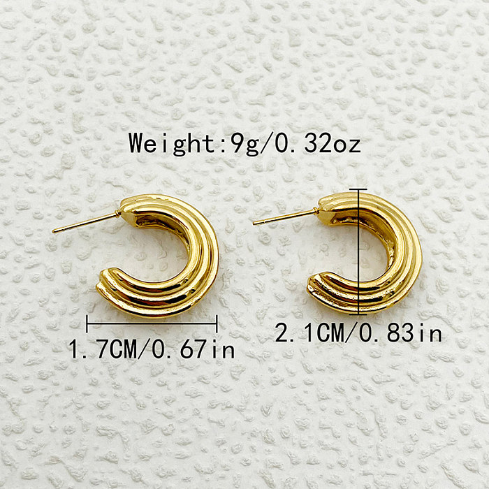 1 Pair Simple Style Lines Polishing Plating Stainless Steel  Gold Plated Ear Studs