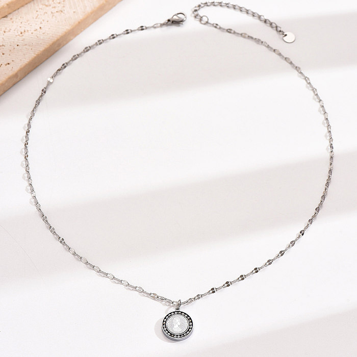 Schlichter Stil, klassischer Stil, menschliche Halskette mit Inlay-Perlen-Anhänger aus Edelstahl