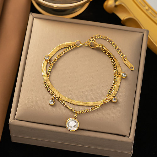 Bracelets plaqués or 18 carats en acier titanique de couleur unie de style simple