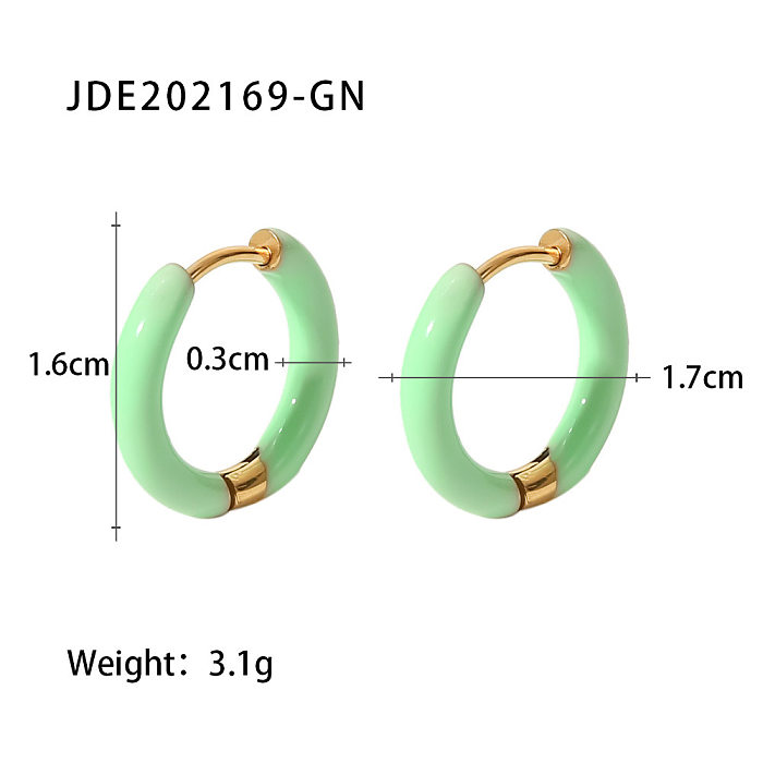 Fashion Solid Color Stainless Steel  Earrings Enamel Gold Plated Stainless Steel  Earrings