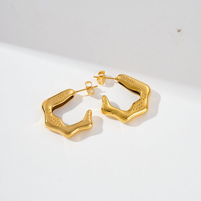 1 Paar vergoldete Ohrringe aus Edelstahl im einfachen koreanischen Stil mit geometrischer Beschichtung