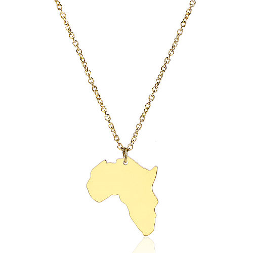 Collier en acier inoxydable, carte Simple de l'afrique, à la mode 18K, vente en gros de bijoux
