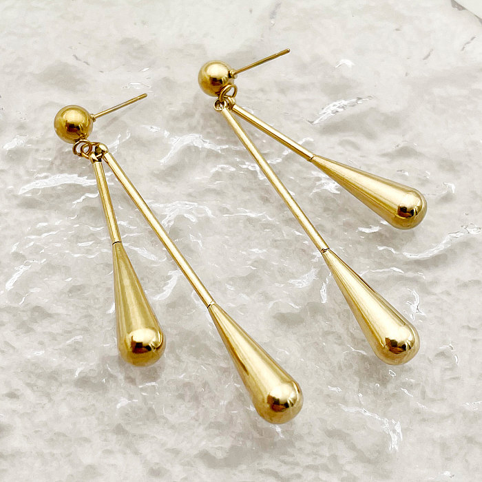 1 Pair Vintage Style Solid Color Plating Stainless Steel  Gold Plated Drop Earrings