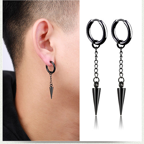 Hip-Hop Geometric Stainless Steel  Dangling Earrings Plating Stainless Steel  Earrings 1 Piece