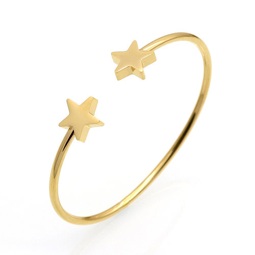Bracelet plaqué or en acier titane étoile de style simple