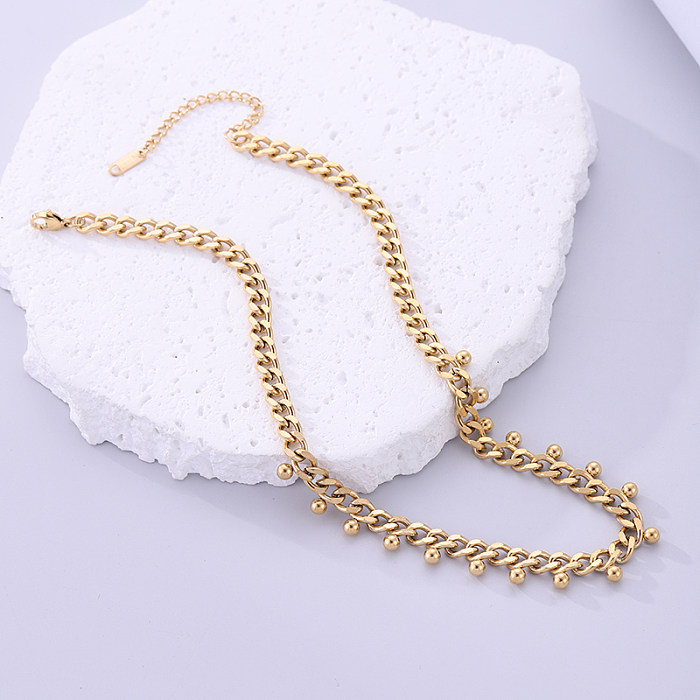 IG Style Simple Style Round Solid Color Stainless Steel  Plating 18K Gold Plated Necklace