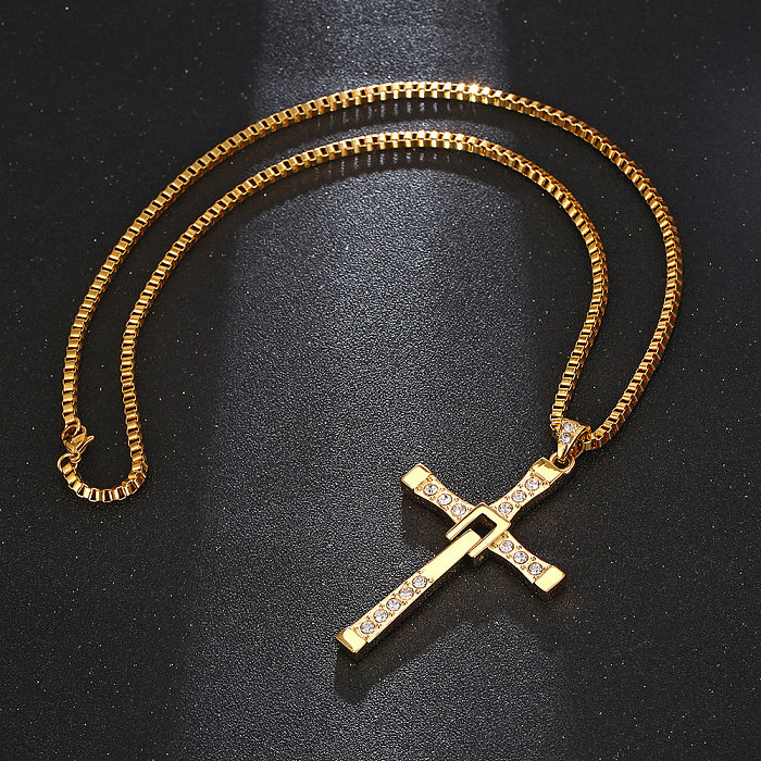 Wholesale Fashion Cross Diamond Stainless Steel Pendant Necklace jewelry