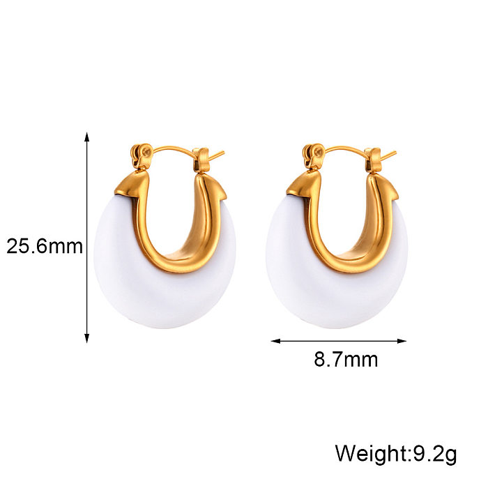 Modische geometrische Ohrringe mit Edelstahlbeschichtung, 1 Paar