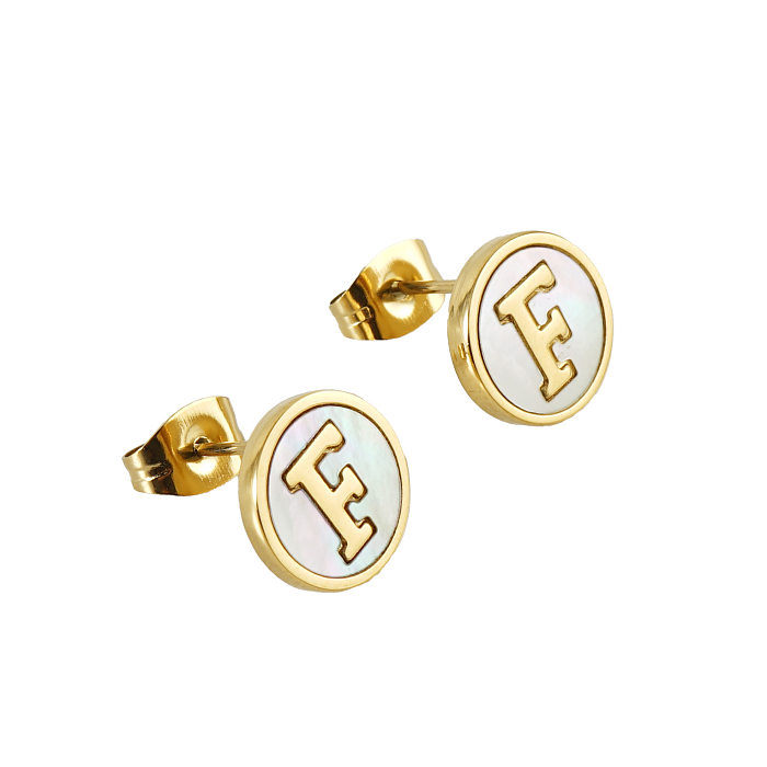 Fashion Letter Stainless Steel Plating Ear Studs 1 Pair
