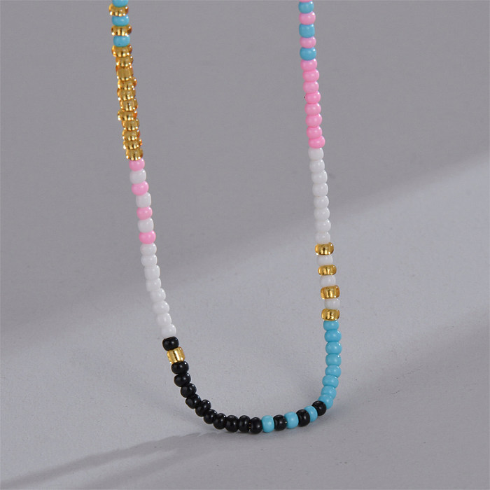 Vacation Color Block Stainless Steel  18K Gold Plated Necklace In Bulk