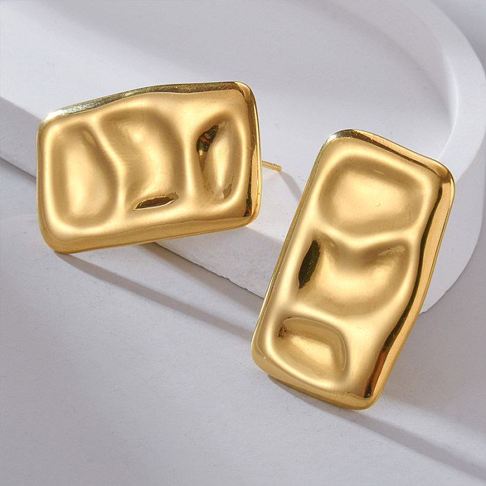 1 par de pendientes de acero inoxidable chapados en oro de 18 quilates con revestimiento de color sólido