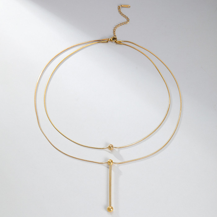 Elegante estilo moderno estilo simples cor sólida chapeamento de aço inoxidável colares banhados a ouro 18K em camadas