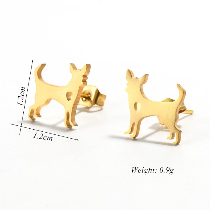 Boucles d'oreilles simples en acier inoxydable pour chien, vente en gros
