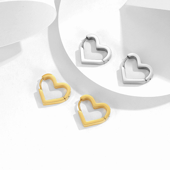 Nova moda simples brincos de aço inoxidável em forma de coração
