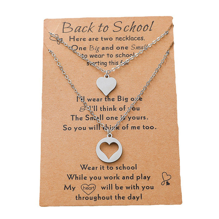New Stainless Steel  Heart-shaped Mother-daughter Parent-child Sweater Chain 2-piece Set