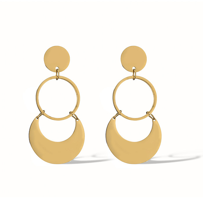 1 Pair Streetwear Geometric Plating Stainless Steel 18K Gold Plated Drop Earrings