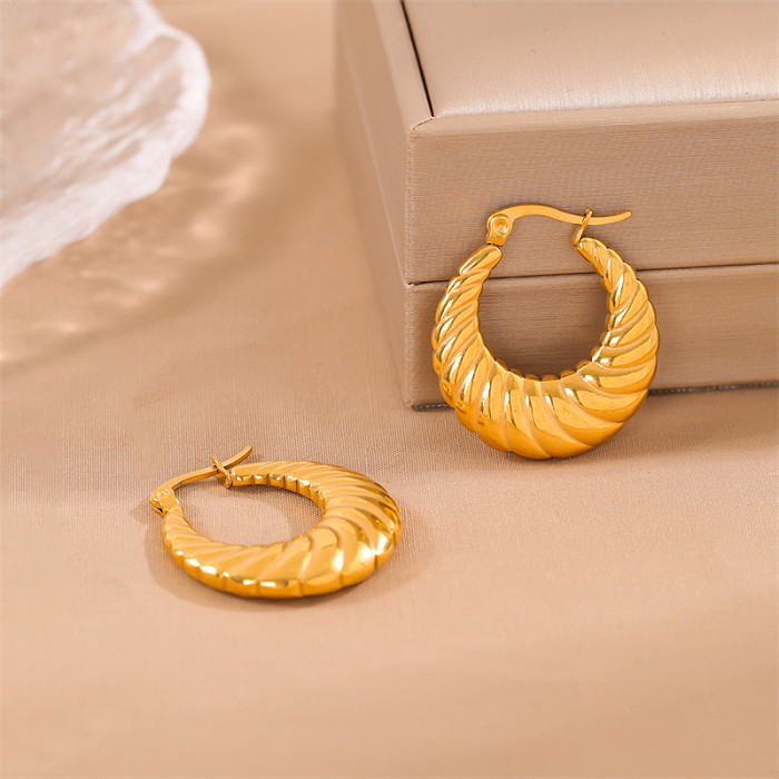 1 Pair Casual Simple Style U Shape The Answer Plating Stainless Steel  Stainless Steel 18K Gold Plated Earrings