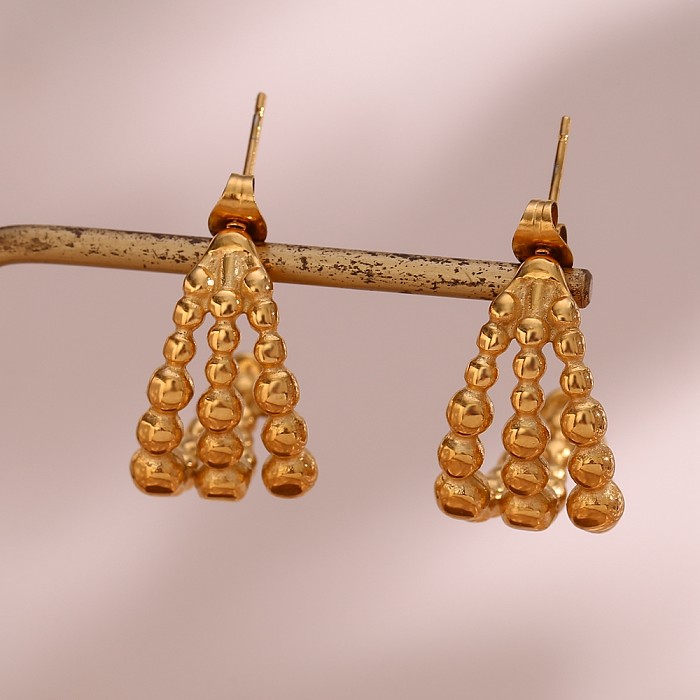 1 par de pendientes chapados en oro de 18 quilates con forma de C, estilo Simple, Estilo Vintage