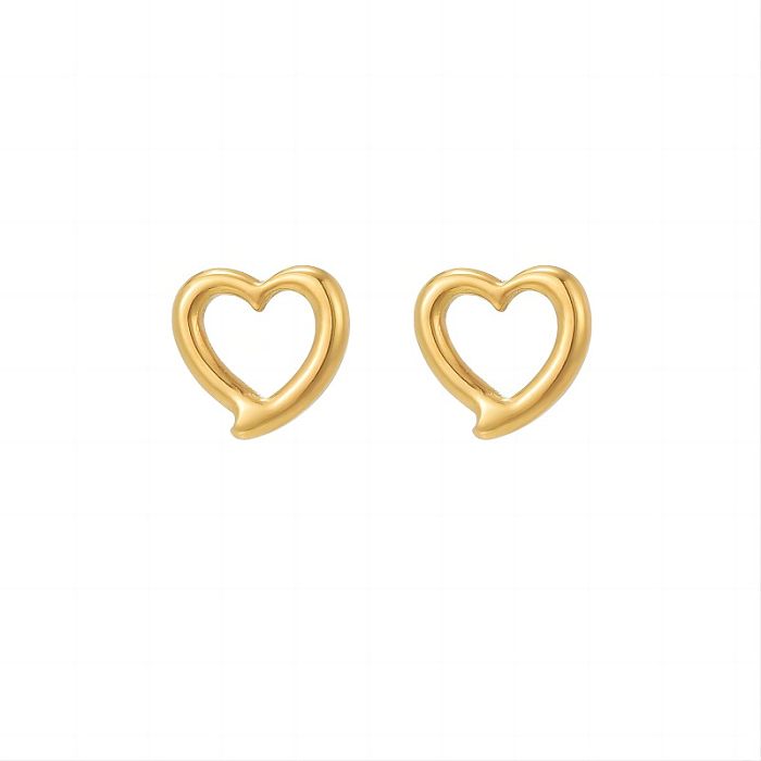 1 Pair IG Style Sexy Shiny Heart Shape Irregular Plating Hollow Out Stainless Steel  18K Gold Plated Ear Studs