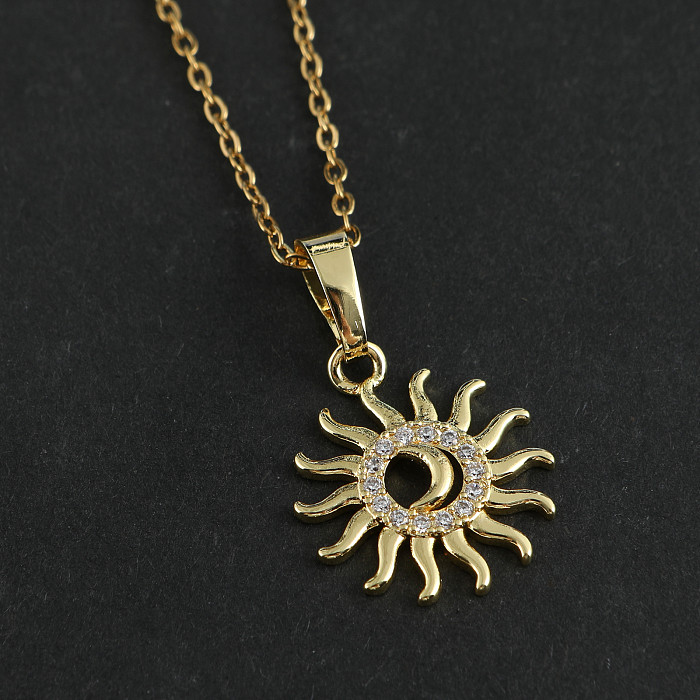 Retro Sun Stainless Steel  Stainless Steel Pendant Necklace