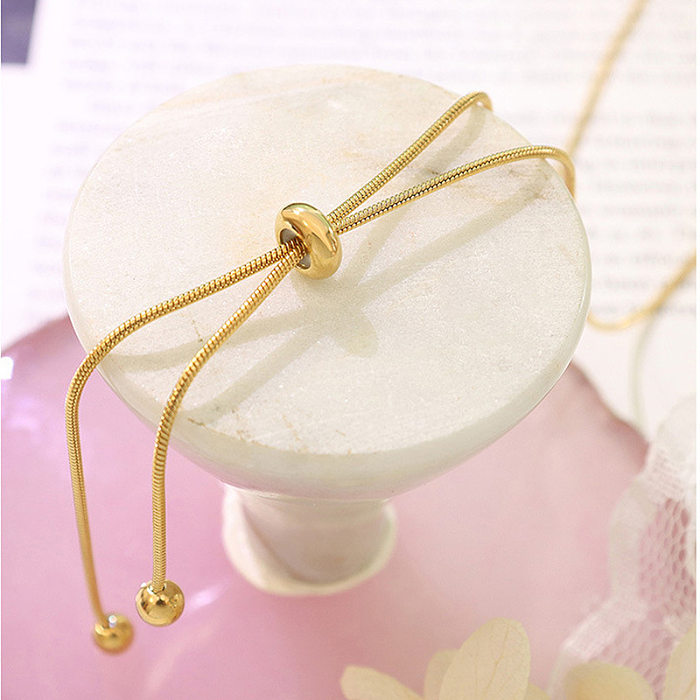 Lady Solid Color Stainless Steel  Plating 14K Gold Plated Long Necklace