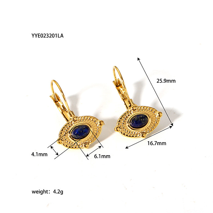 1 Pair Elegant Retro Geometric Plating Inlay Stainless Steel  Natural Stone 18K Gold Plated Drop Earrings