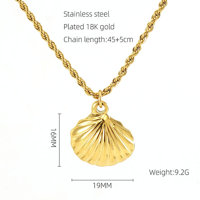Vacation Shell Stainless Steel  Plating 18K Gold Plated Pendant Necklace