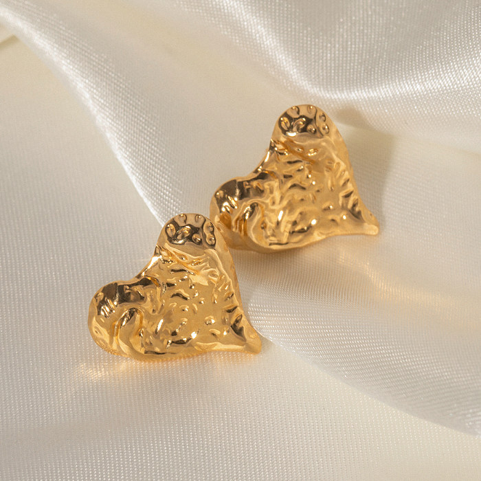 1 Pair Vintage Style Heart Shape Stainless Steel  Plating 18K Gold Plated Ear Studs