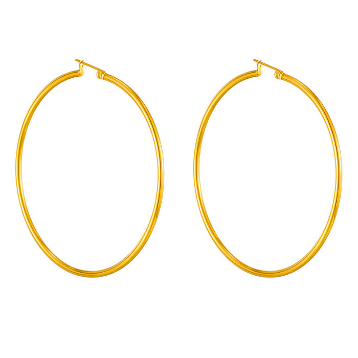1 Pair Basic Round Plating Stainless Steel 18K Gold Plated Earrings