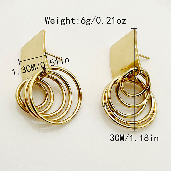 1 Pair Elegant Luxurious Artistic Round Polishing Plating Stainless Steel  Gold Plated Ear Studs