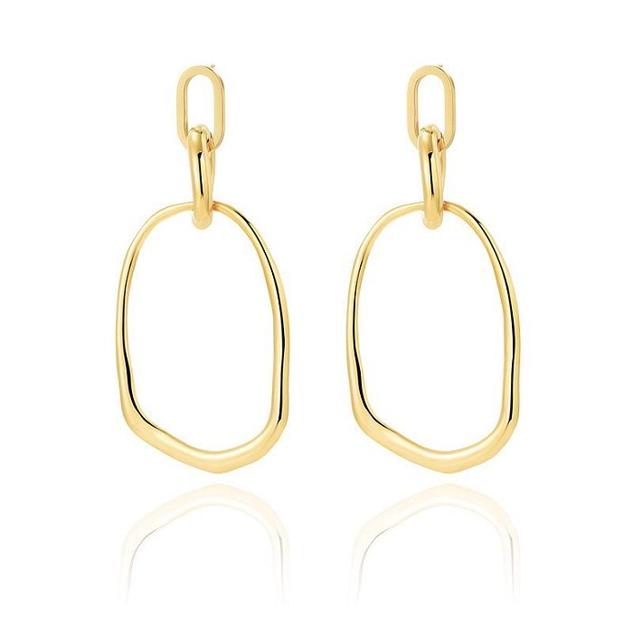 1 Pair Simple Style Solid Color Plating Stainless Steel  18K Gold Plated Drop Earrings