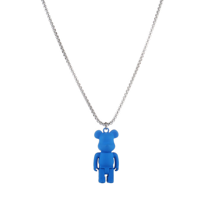 Cute Bear Stainless Steel Stoving Varnish Pendant Necklace 1 Piece