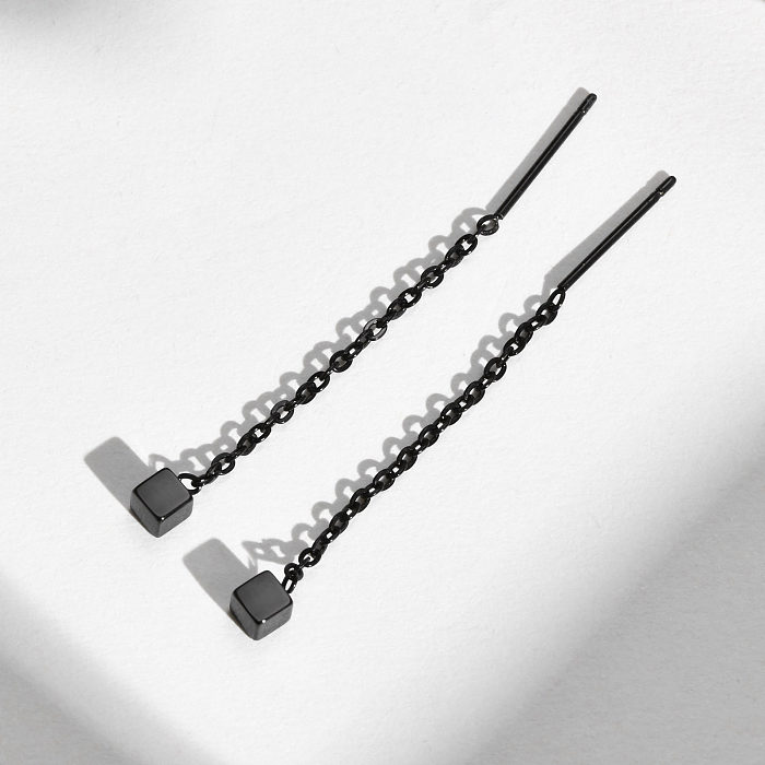 Boucles d'oreilles pendantes géométriques en acier inoxydable, Style Simple, plaqué, 1 paire