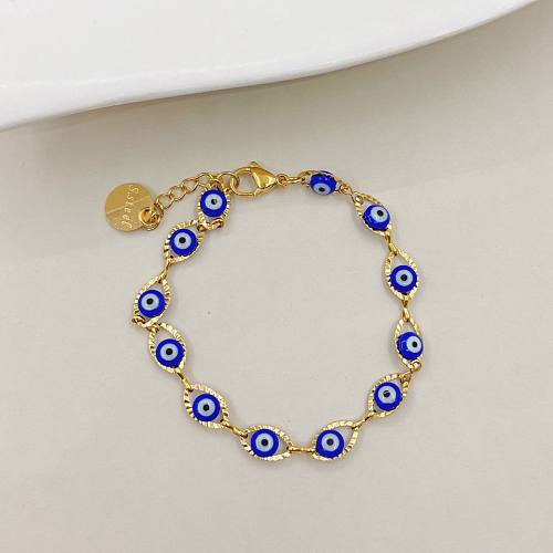 Fashion Eye Stainless Steel Enamel Plating Hollow Out Bracelets 1 Piece