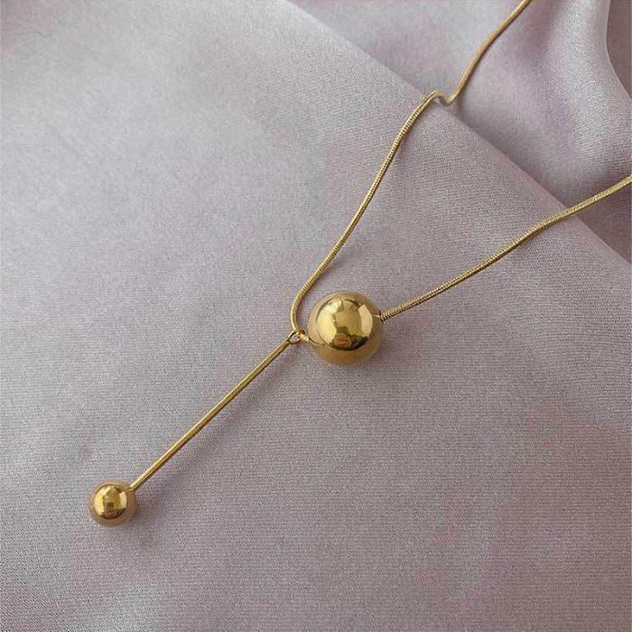 Fashion Elegant Ball Tassel Stainless Steel Necklace Female Collarbone Chain