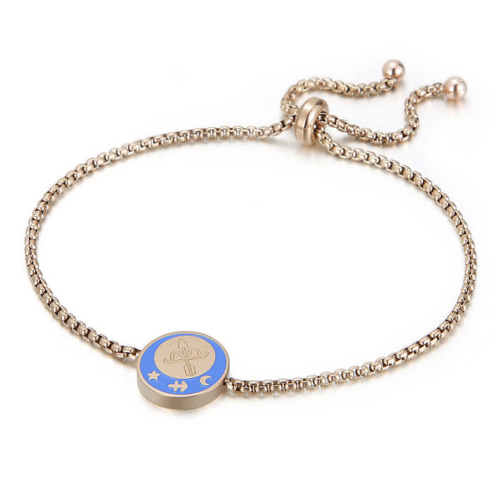 Fashion Trend Jewelry Coin Stainless Steel Rose Gold Constellation Pull Bracelet