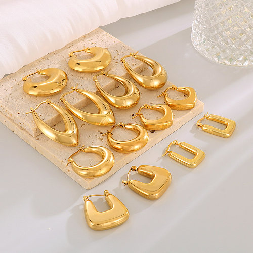 1 par de pendientes chapados en oro de 18 quilates de acero inoxidable chapado en color sólido estilo moderno estilo simple