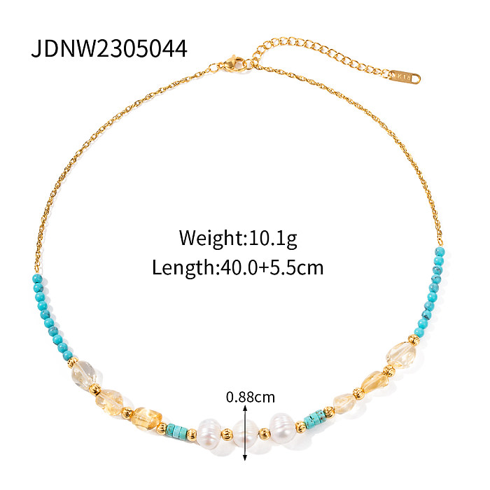 IG Style Simple Style Round Stainless Steel  Beaded Pearl Plating 18K Gold Plated Necklace
