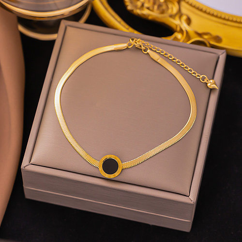 Classic Style Round Stainless Steel Plating Necklace