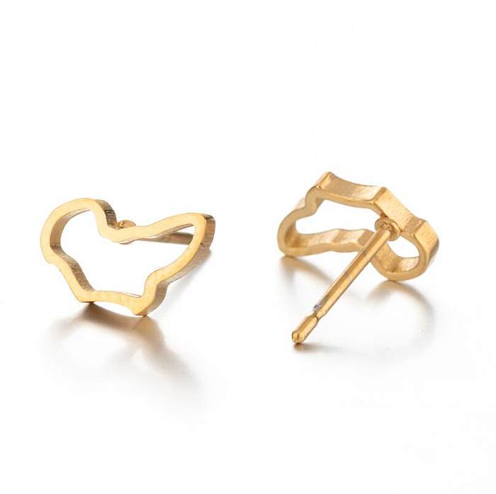 1 par de brincos de orelha vazados com letras da moda em formato de coração em aço inoxidável
