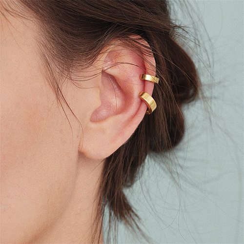 Clips d'oreille plaqués en acier inoxydable, style géométrique simple, 1 pièce