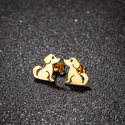 1 Pair Cute Sweet Korean Style Animal Plating Stainless Steel  18K Gold Plated Ear Studs