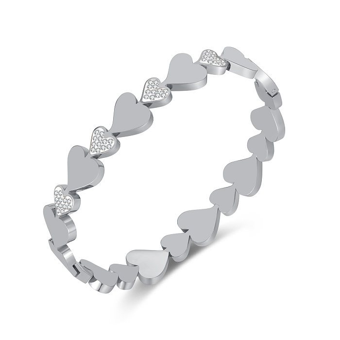 Wholesale Simple Style Heart Shape Titanium Steel Bangle