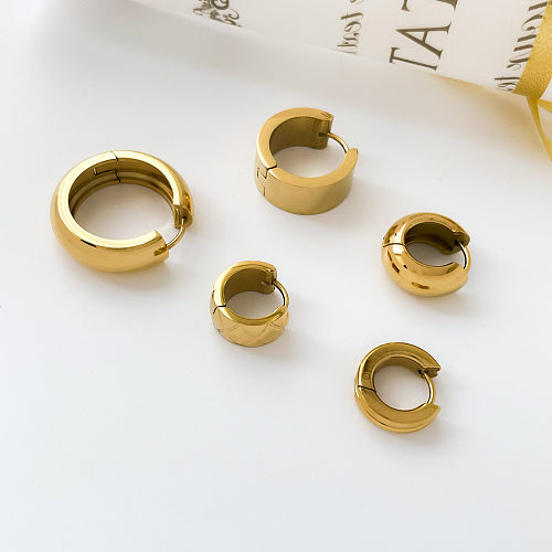 1 Pair Simple Style Solid Color Plating Stainless Steel Gold Plated Earrings