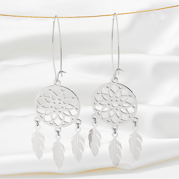 1 Pair Modern Style Feather Stainless Steel  Plating Earrings