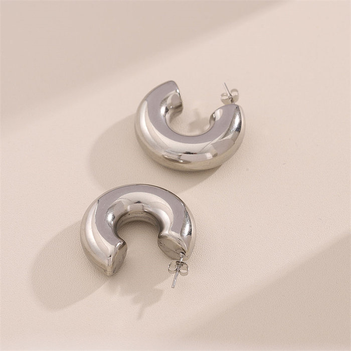 1 Pair Simple Style C Shape Stainless Steel  Stainless Steel Plating Ear Studs