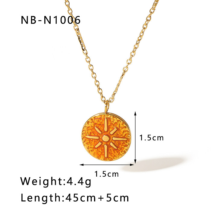 IG Style Vintage Style Star Stainless Steel  18K Gold Plated Rhinestones Pendant Necklace In Bulk
