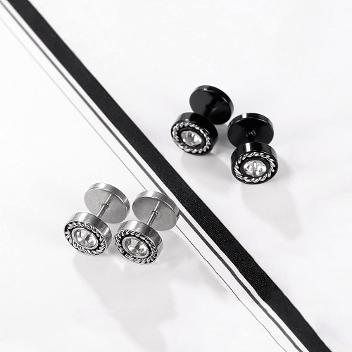 1 Pair Hip-Hop Streetwear Circle Plating Inlay Stainless Steel Zircon Silver Plated Ear Studs