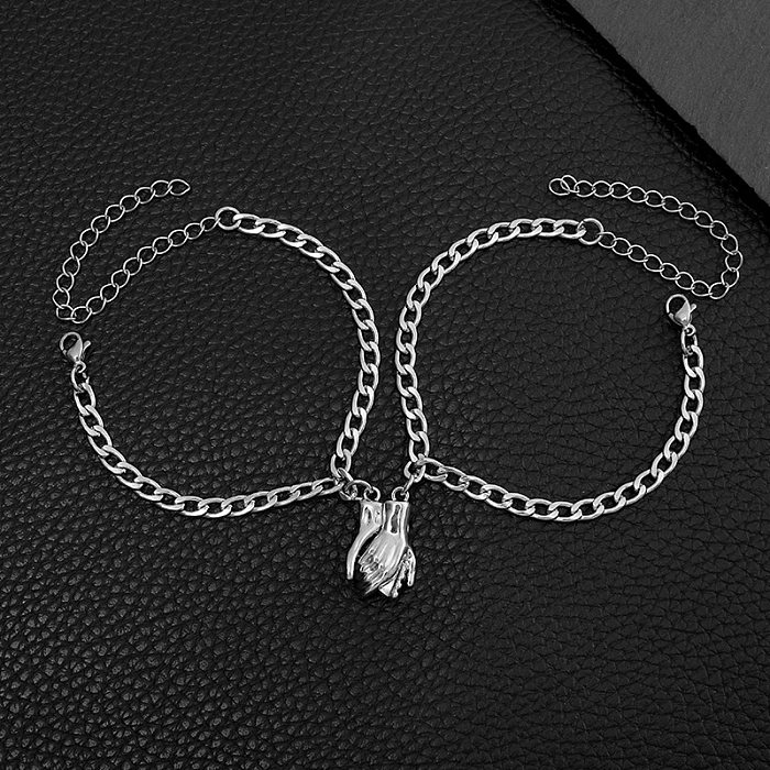 European And American New Alloy Hand Magnet Suction Titanium Steel Couple Bracelet Pair Men And Women Jewelry Wholesale Foreign Trade Exclusive